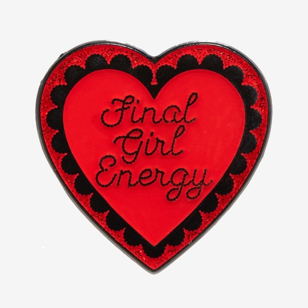 Final Girl Energy Glitter Heart Enamel Pin Hot Topic Horror Halloween